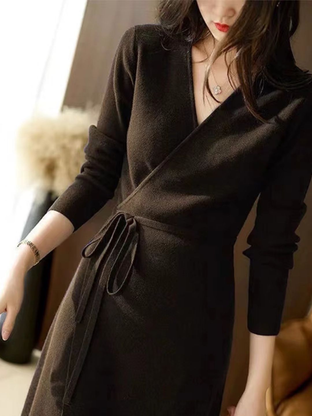 V-neck Knit Dress