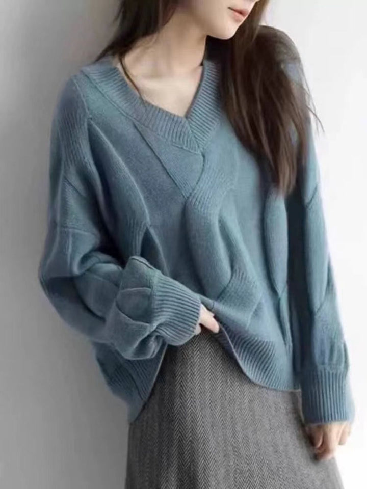 V-neck Cable Knit Sweater