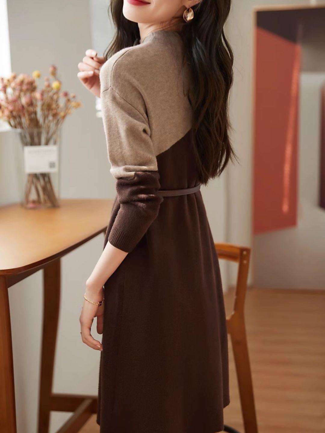 Half Turtleneck Knit Dress