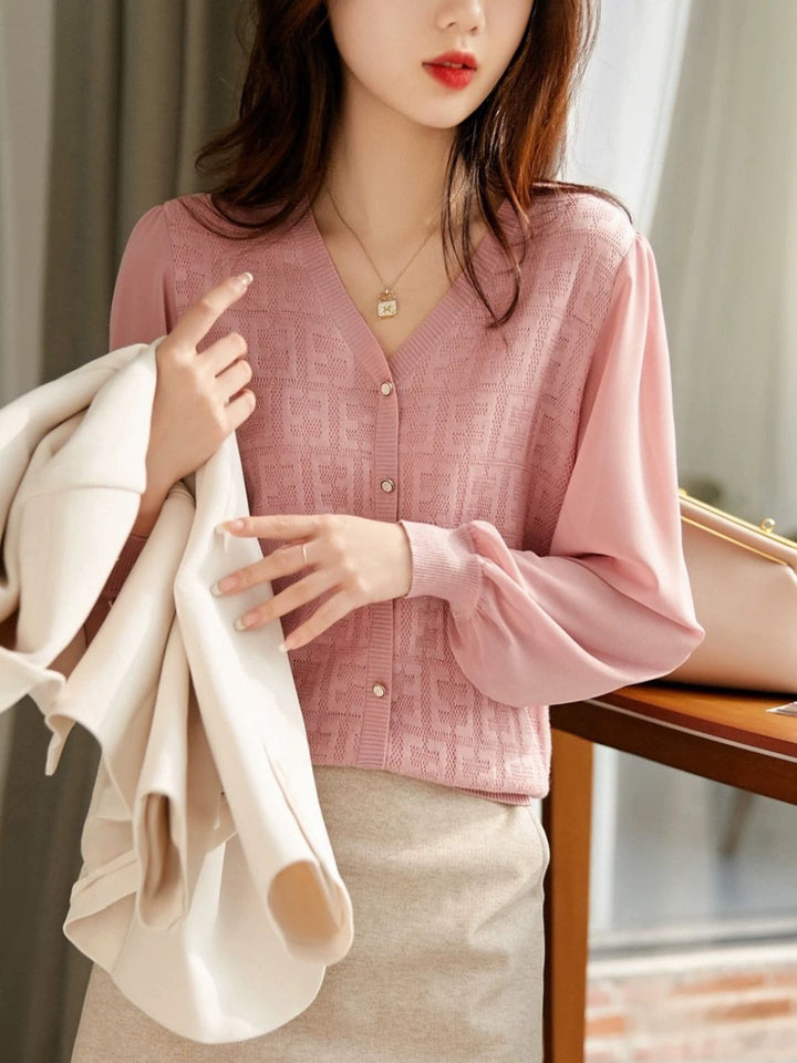 Hollow V-neck Knitted Cardigan