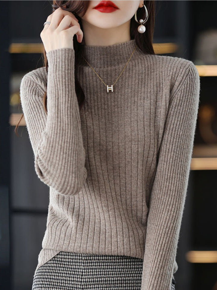 Classic Turtleneck Solid Color Knitted Sweater