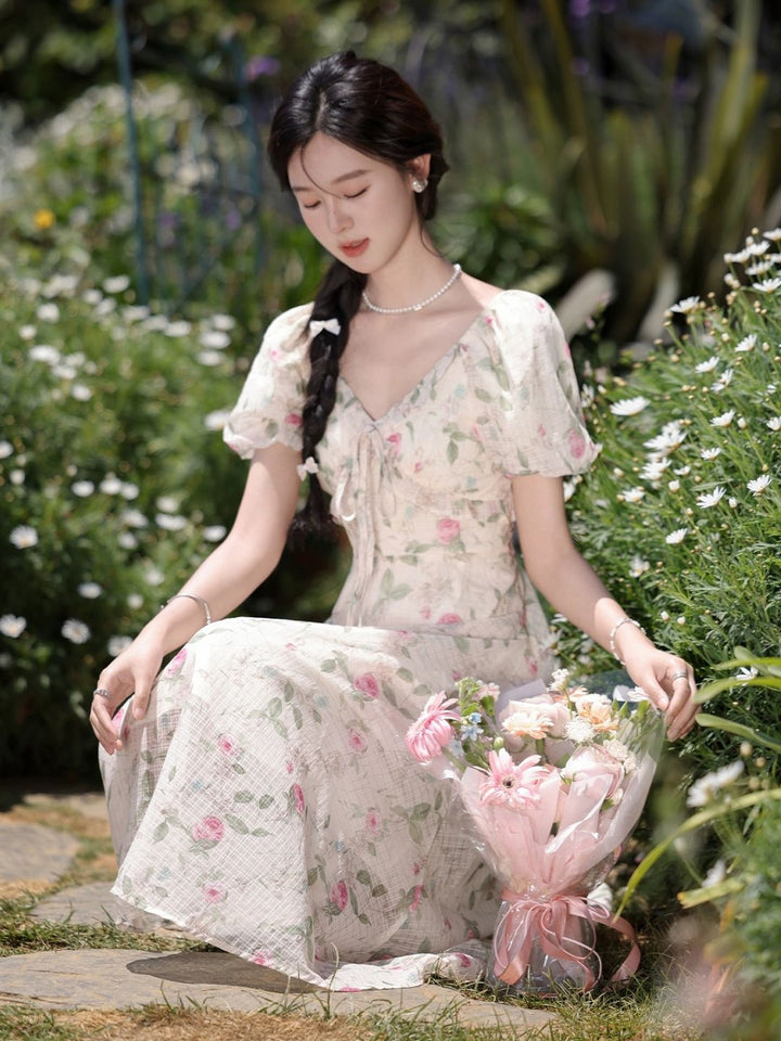 Puff Sleeve Floral Dress