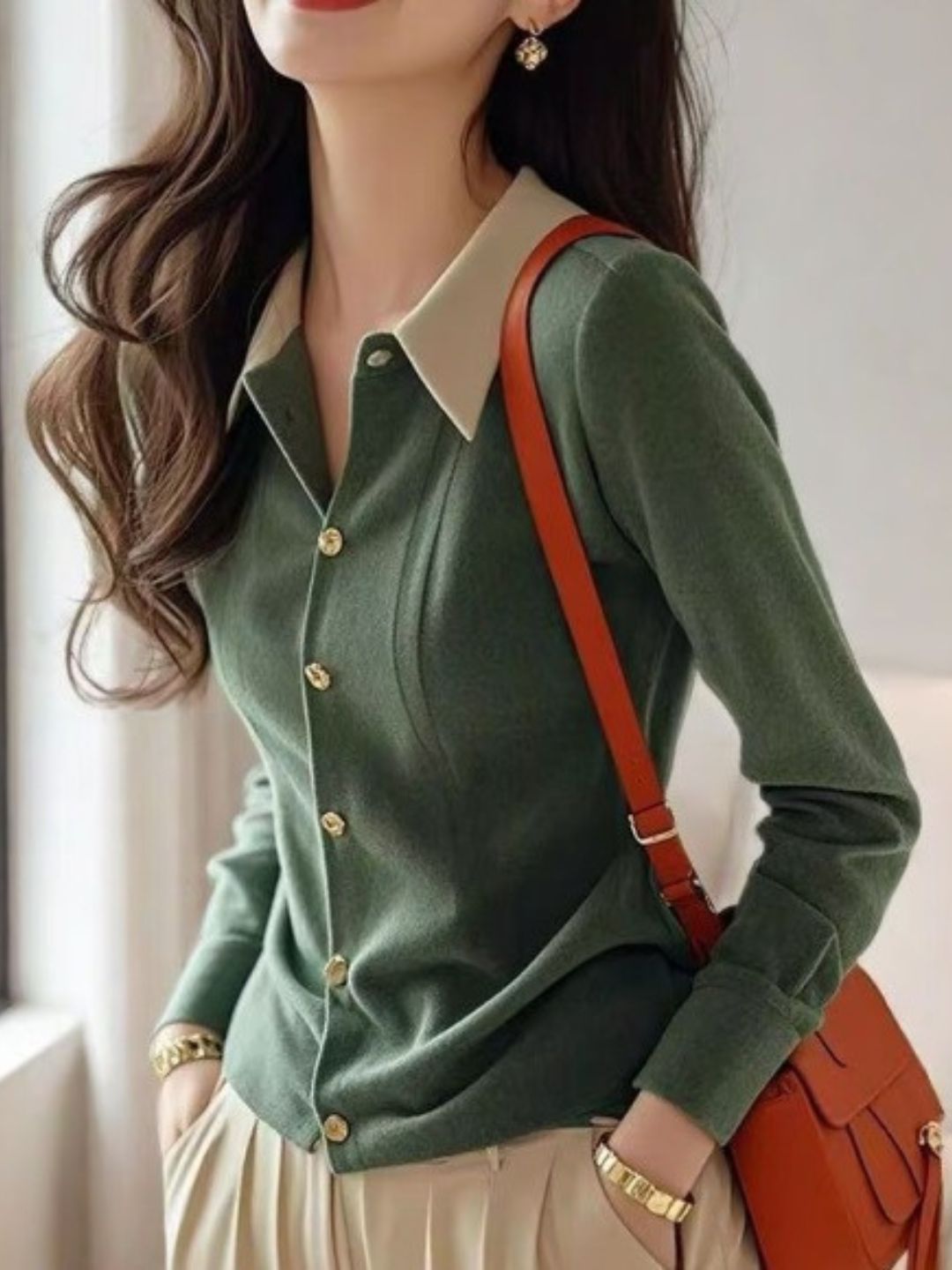 Classic Lapel Solid Color Knitted Cardigan