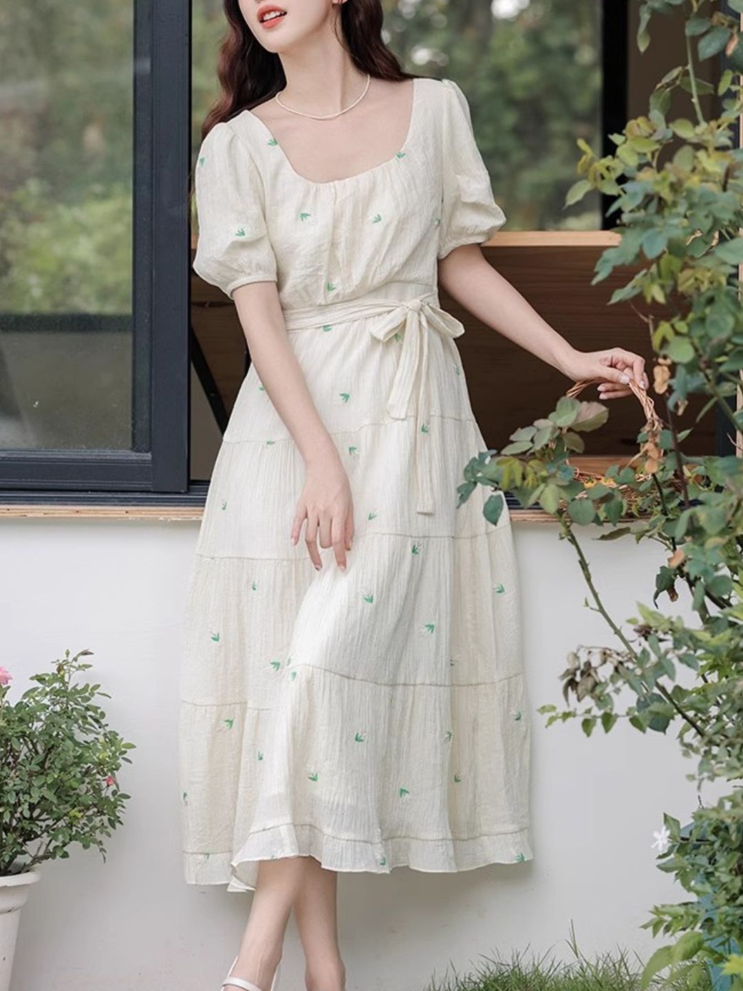 Embroidered  Chiffon Dress