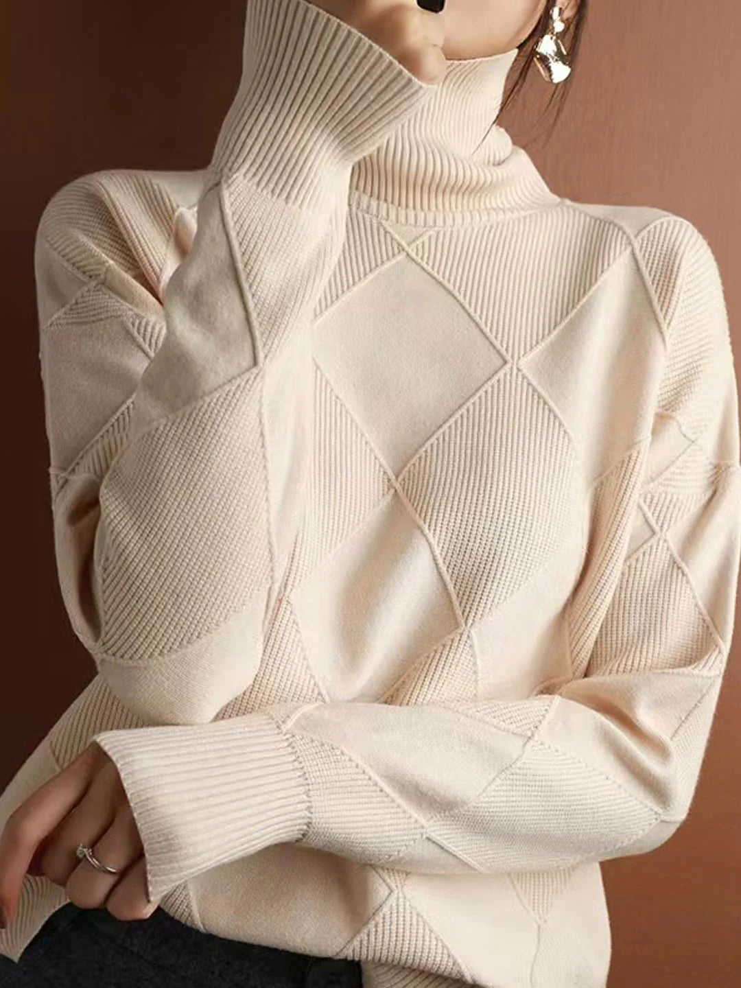 Loose Turtleneck Solid Color Knitted Sweater