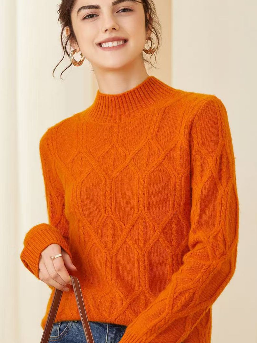 Half Turtleneck Jacquard Pullover