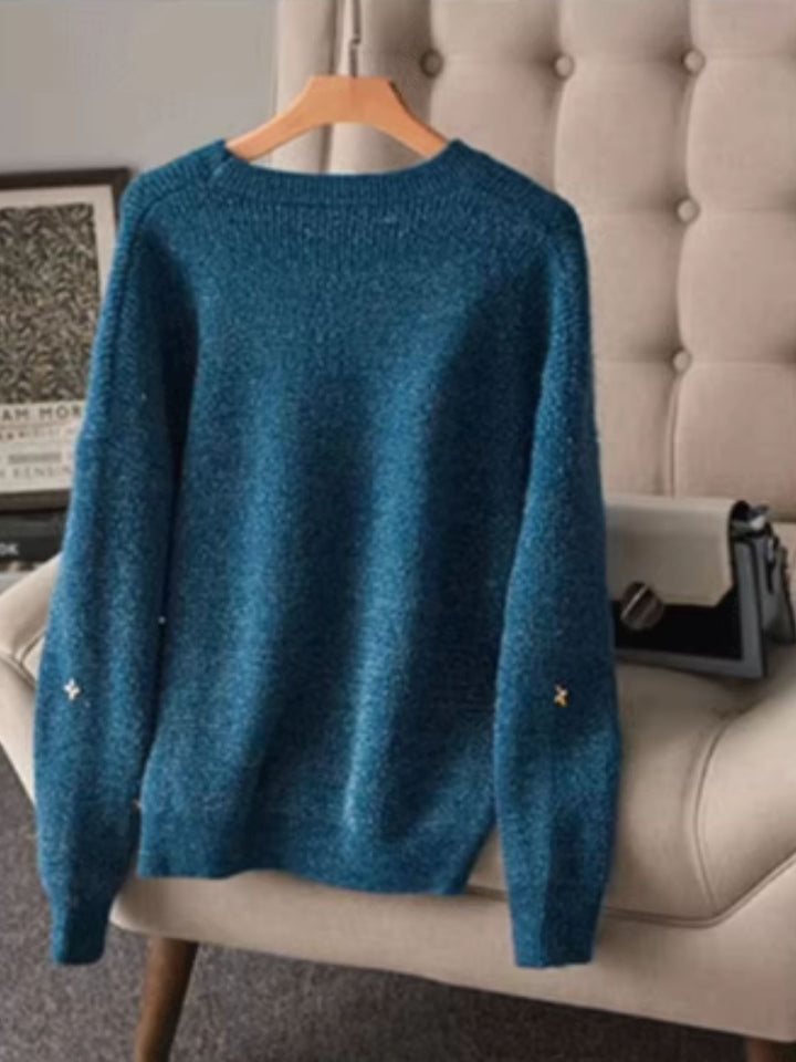 Peacock Blue Sequin Beaded Sweater