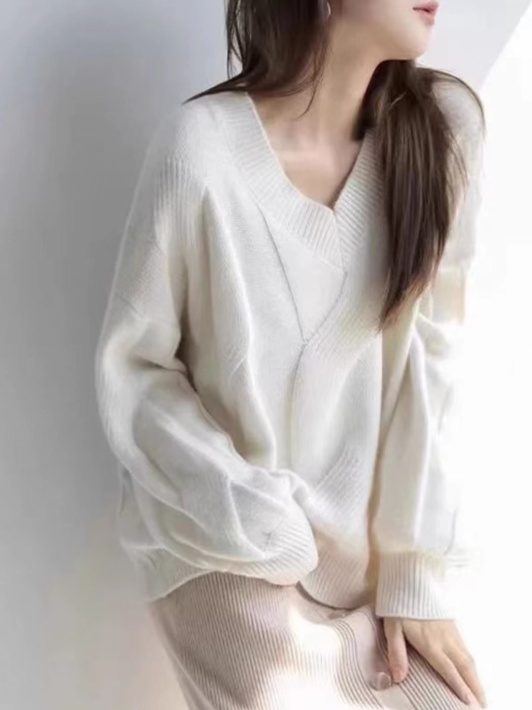 V-neck Cable Knit Sweater