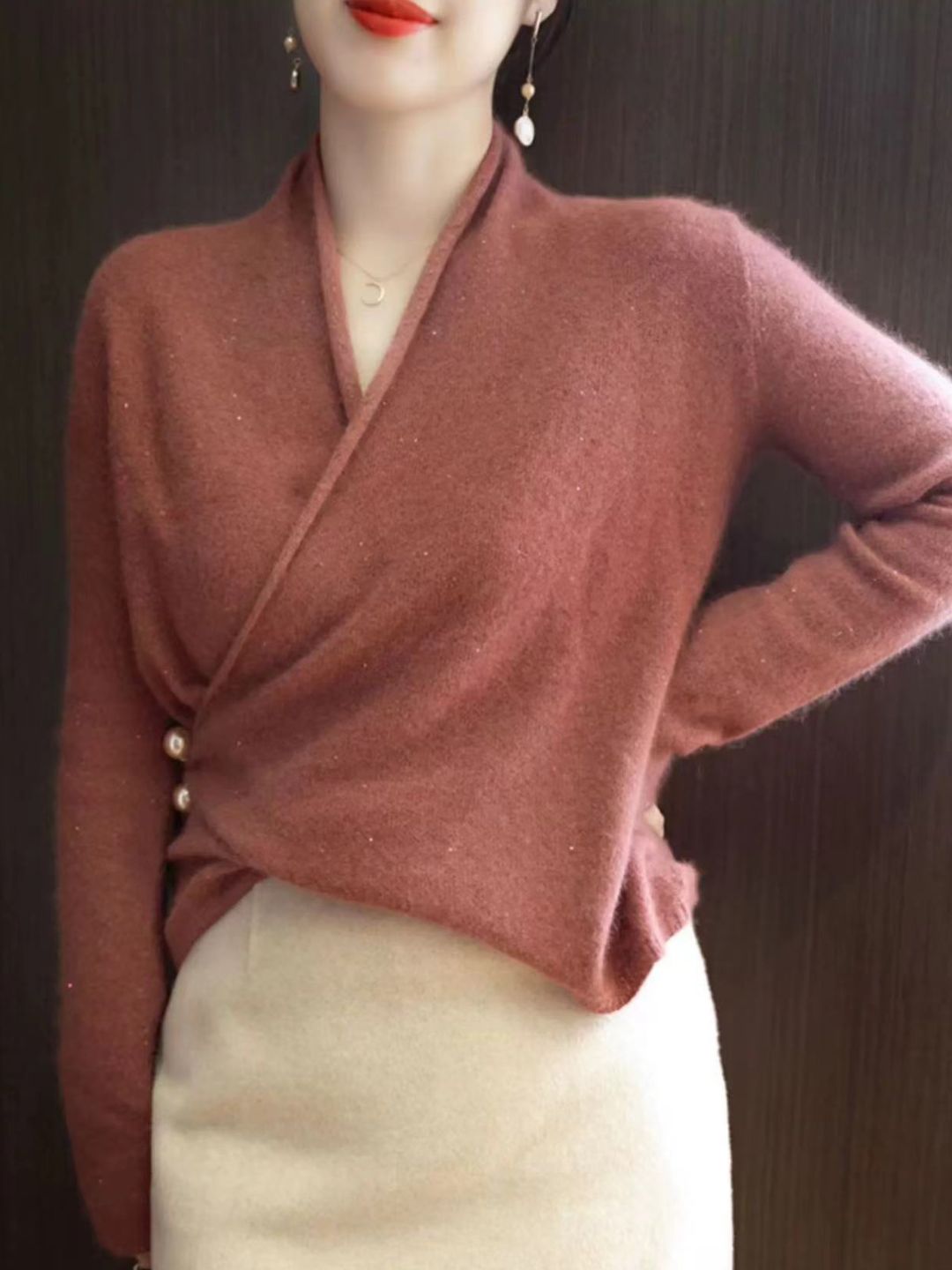 Crossover V-neck Sweater