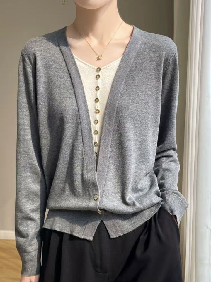 V-neck Colorblock Knitted Cardigan