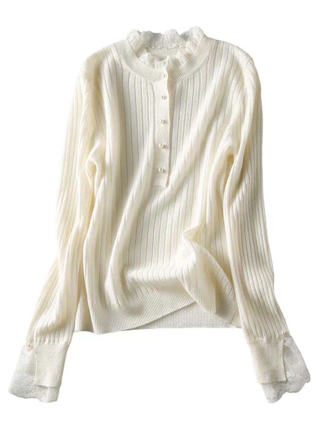 Temperament Lace Sleeve Sweater