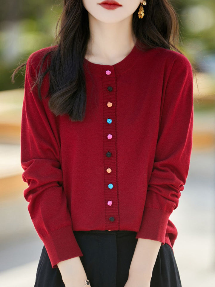 Classic Crew Neck Knit Cardigan