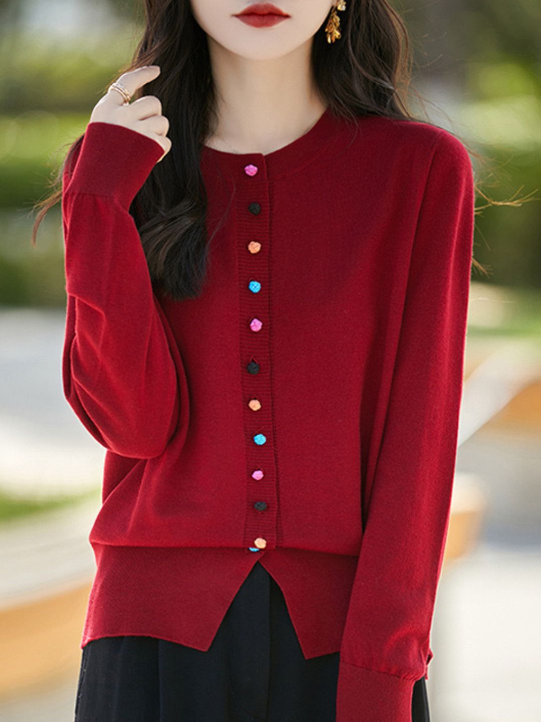 Classic Crew Neck Knit Cardigan