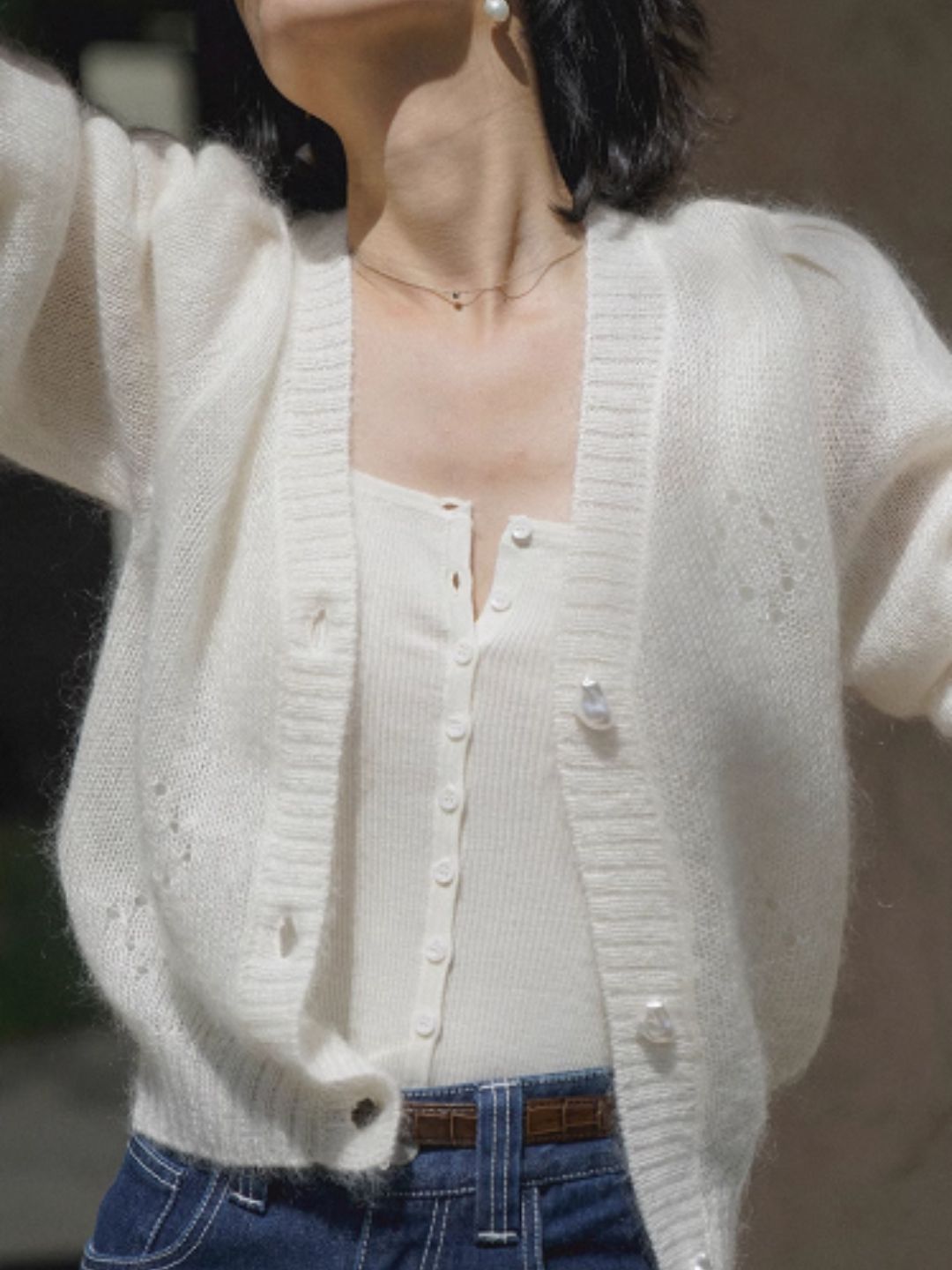 Vintage Thin V-Neck Knit Cardigan