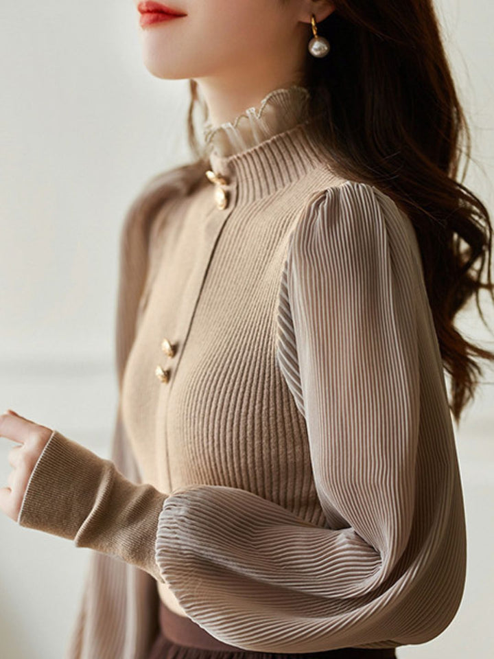 Lantern Sleeves Knitted Sweater