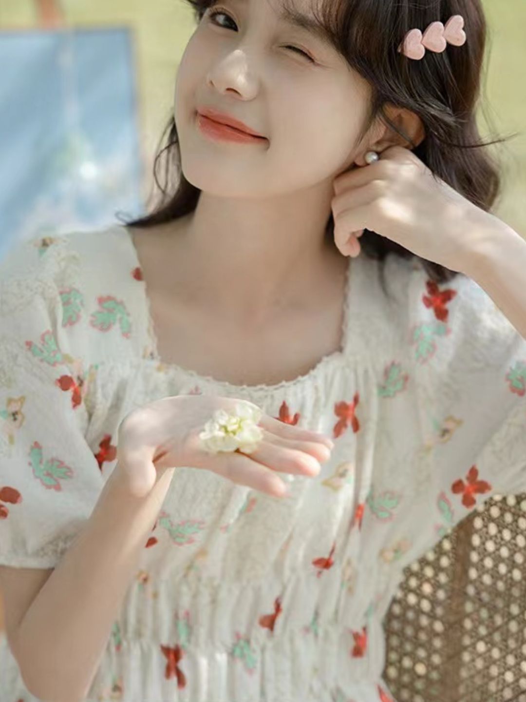 Puff Sleeve Slim Floral Dress