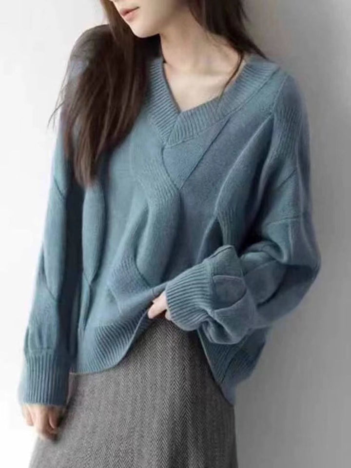 V-neck Cable Knit Sweater