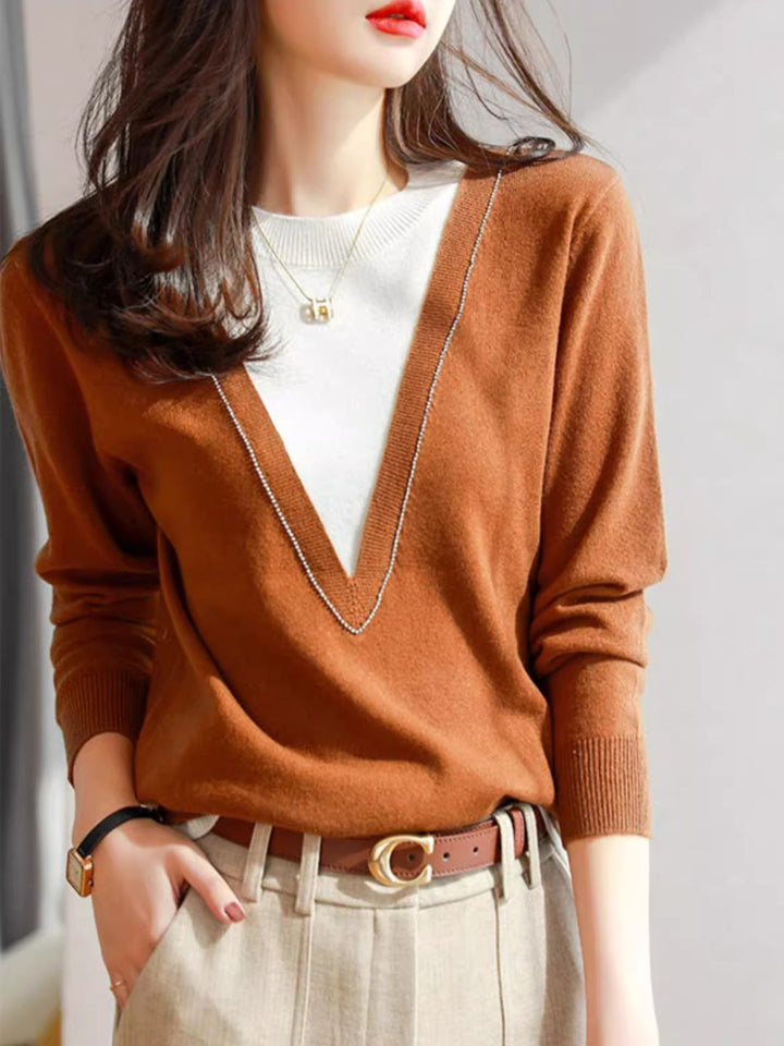 Contrast Color Knit Top