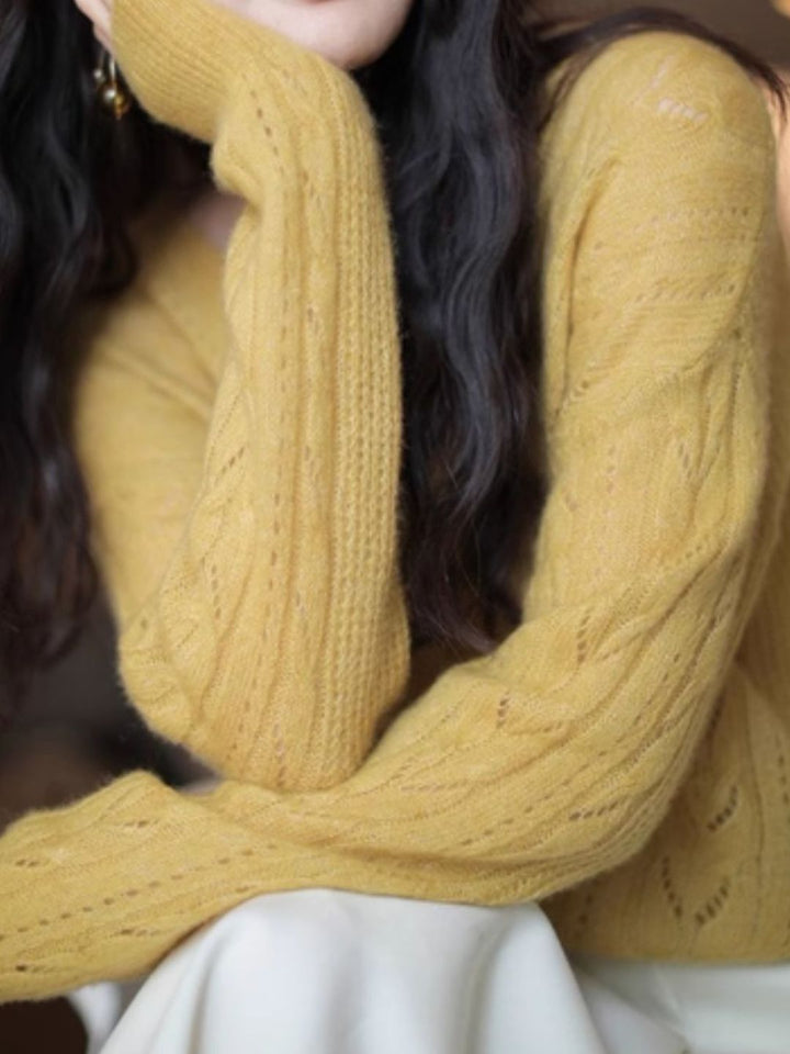 V-neck Hollow Knit Sweater