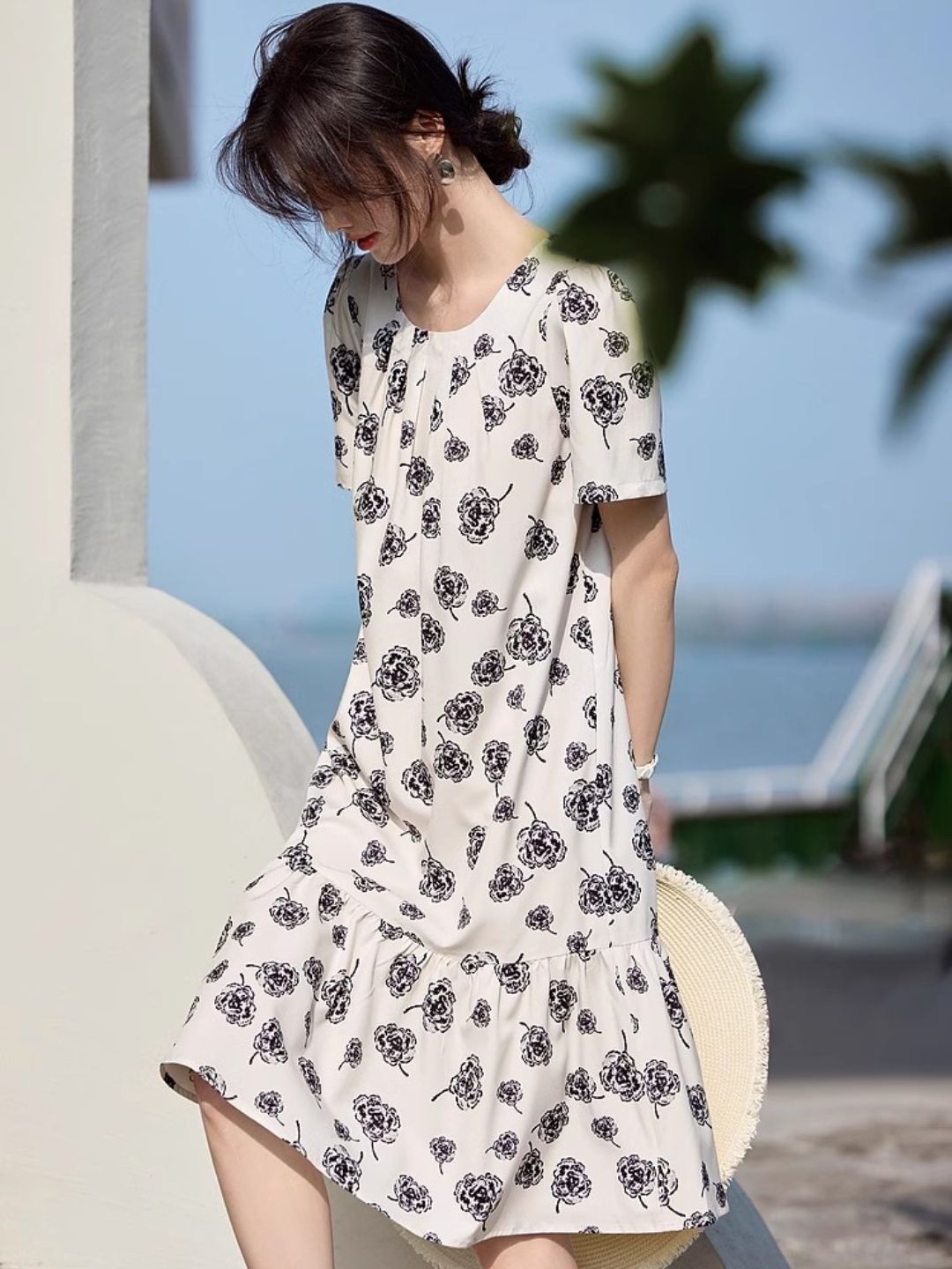 Round Neck Floral Dress