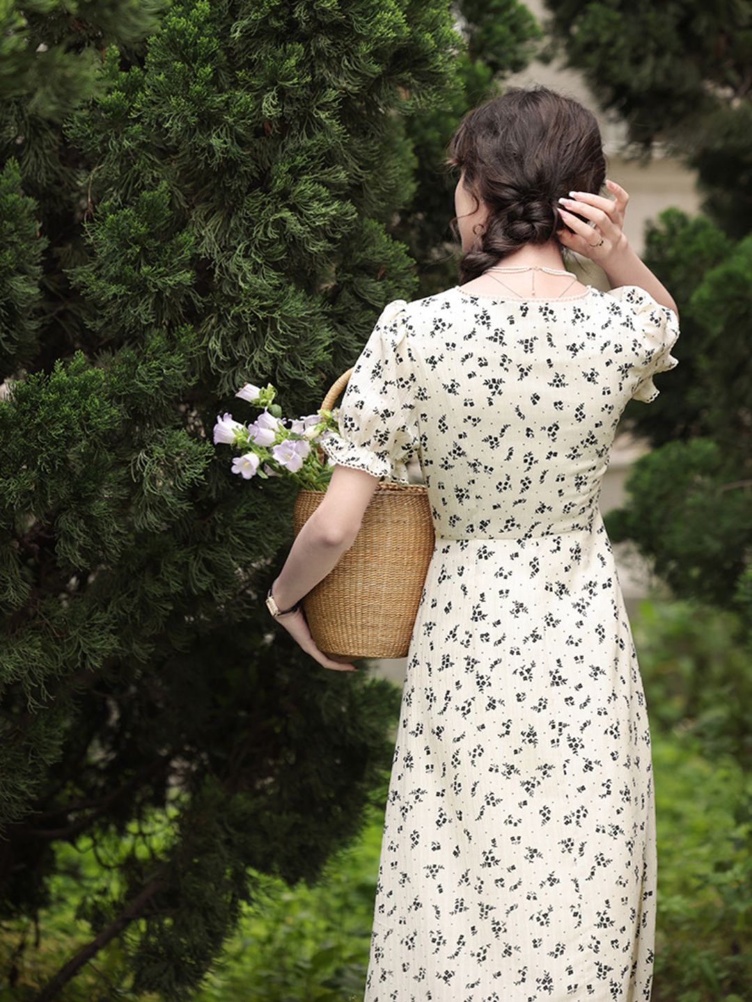 Heart-neck Floral Dress