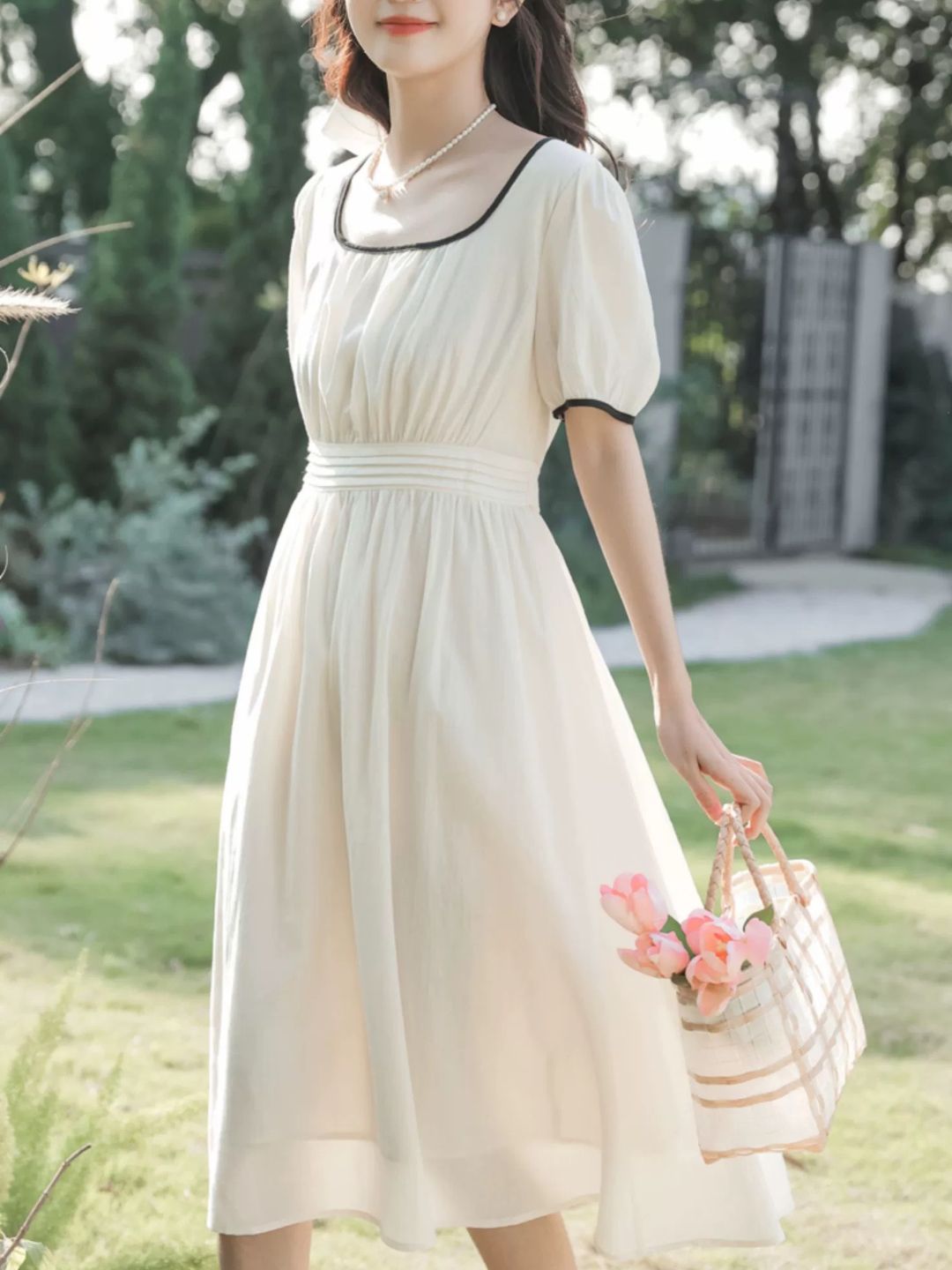 French Square Neck Dress