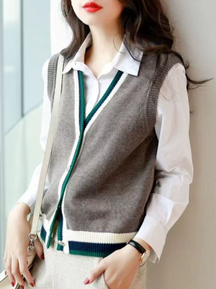 Casual V-neck Knitted Vest