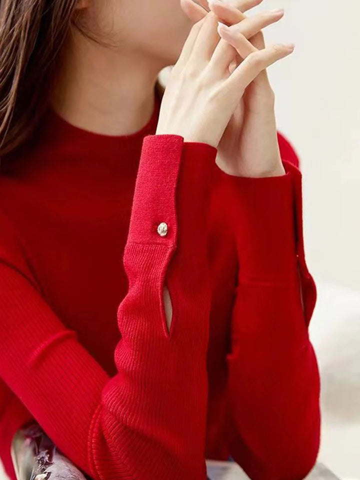 Turtleneck Solid Color Knitted Sweater