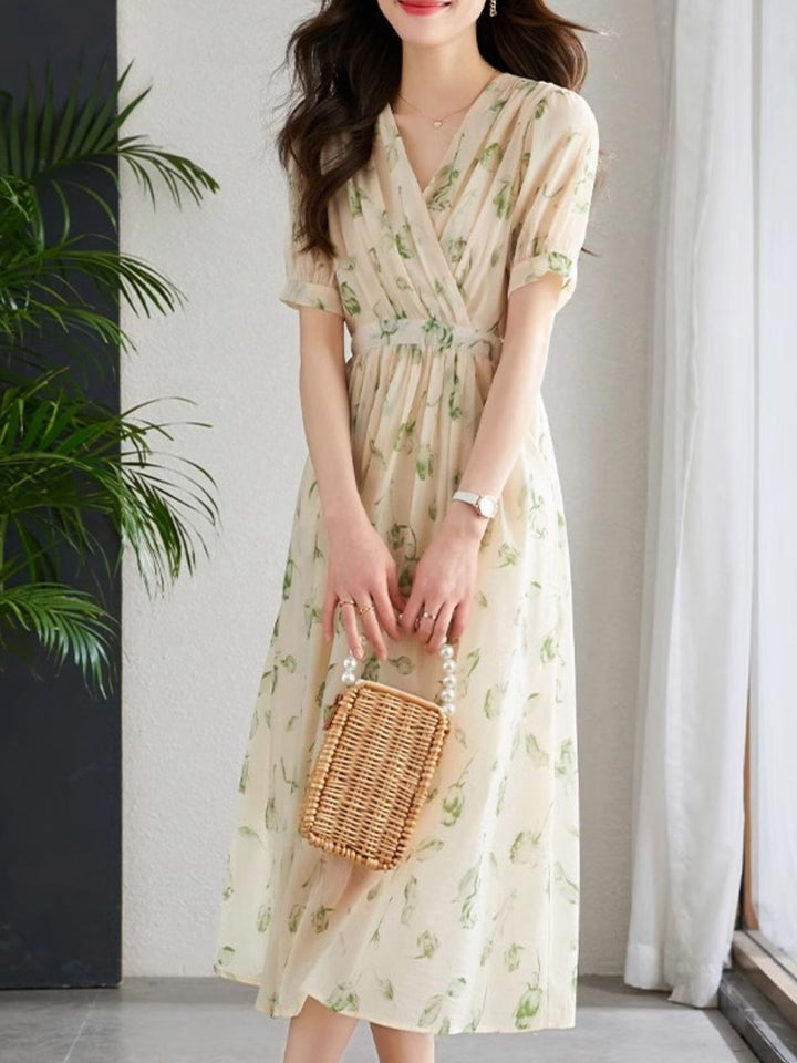 Temperament Short Sleeve Chiffon Dress