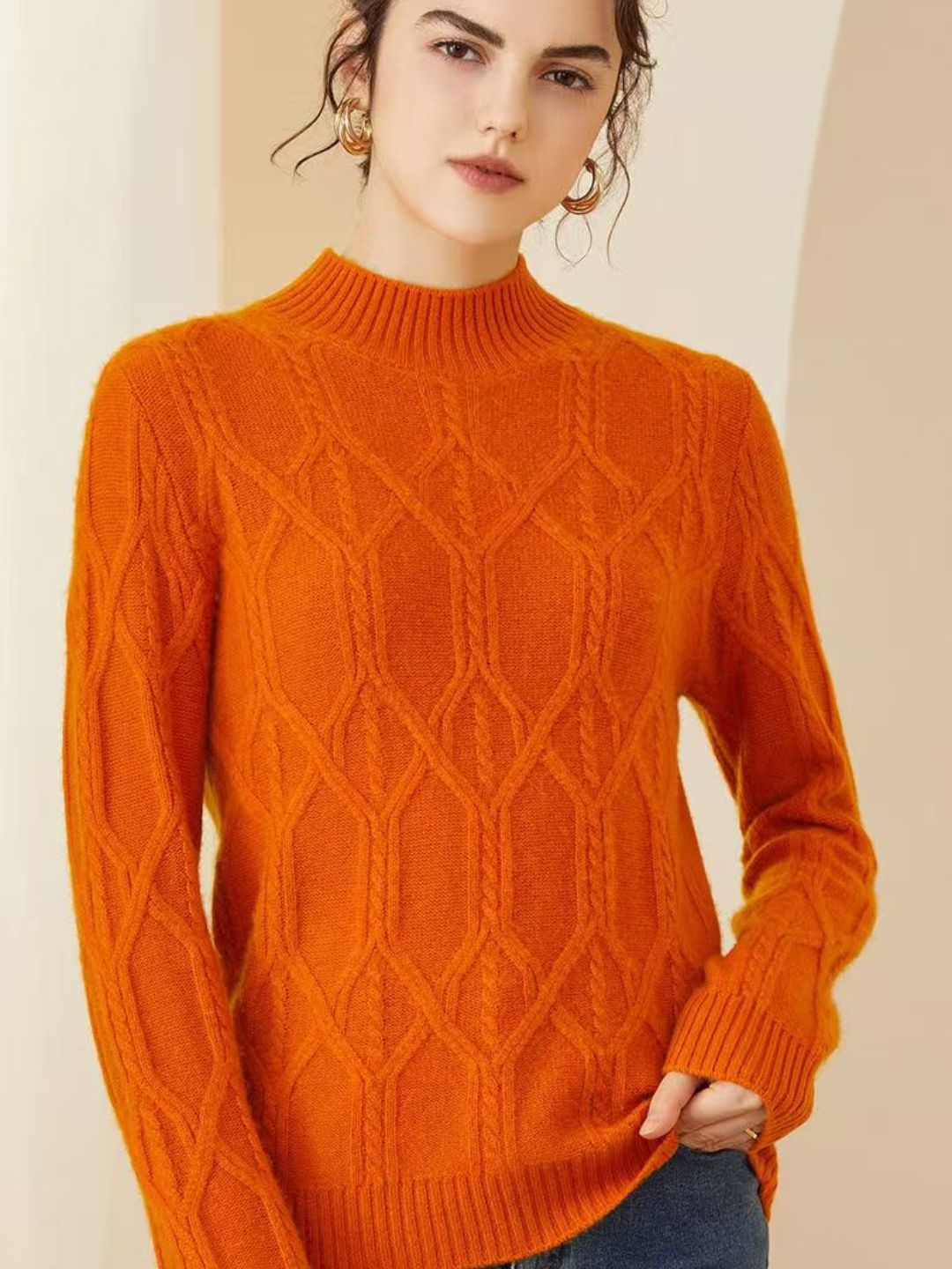 Half Turtleneck Jacquard Pullover