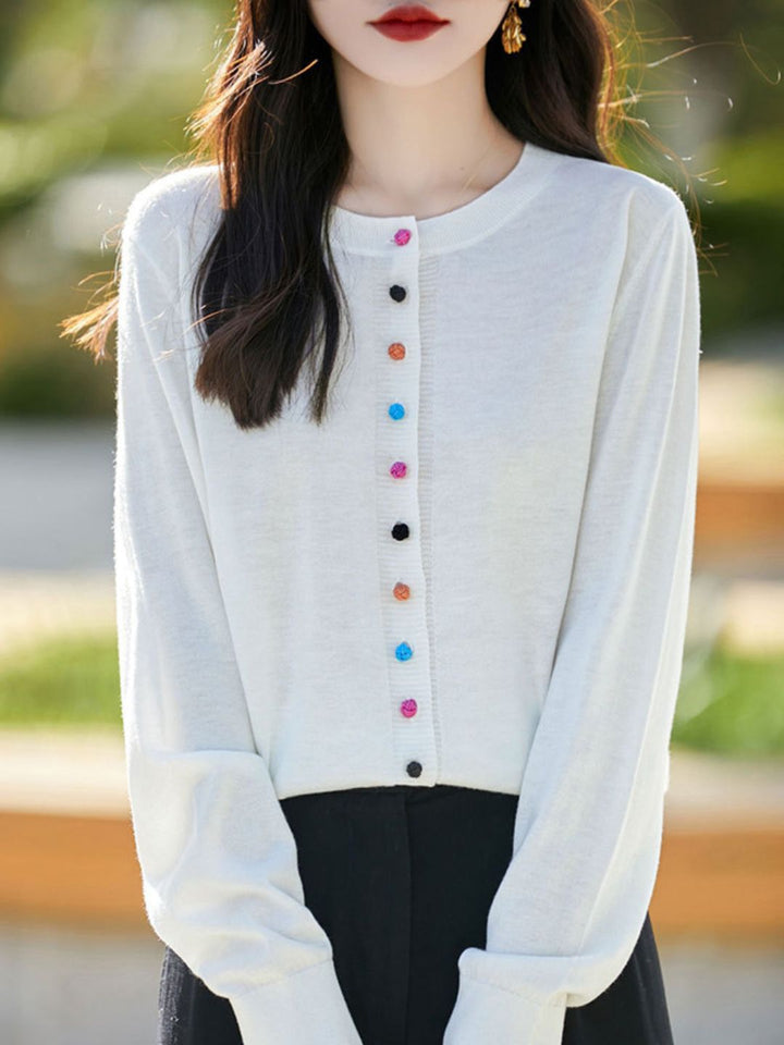 Classic Crew Neck Knit Cardigan