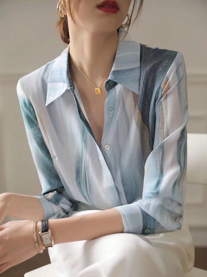 Gradient Commuter Long Sleeve Chiffon Shirt