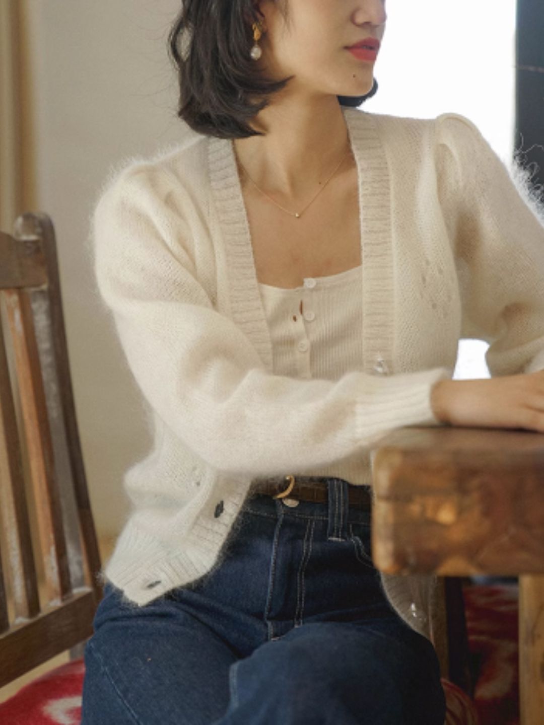 Vintage Thin V-Neck Knit Cardigan