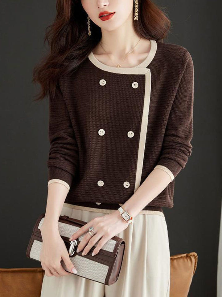 Loose Crew Neck Knitted Pullover Top