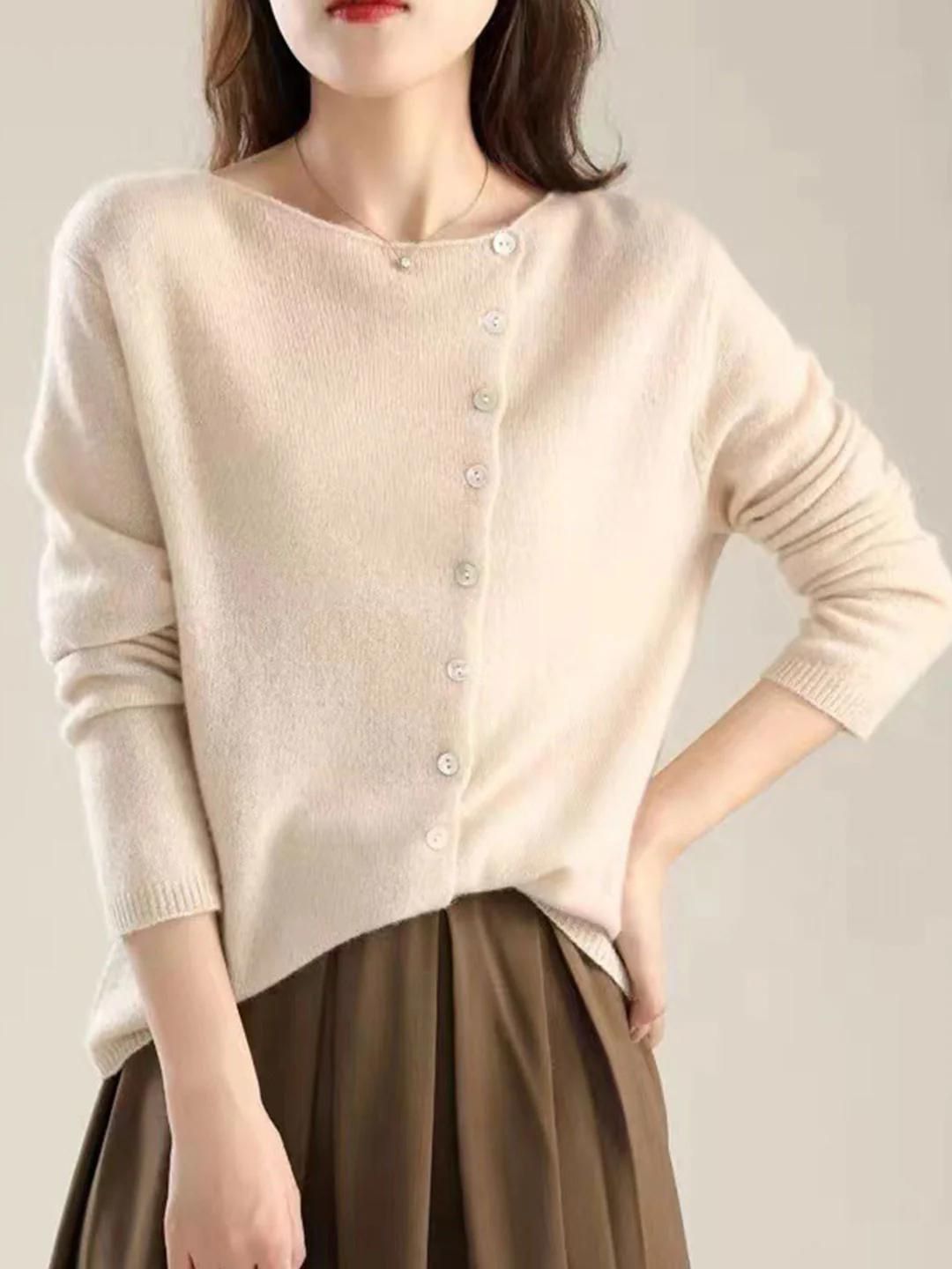 Round Neck Thin Knitted Cardigan