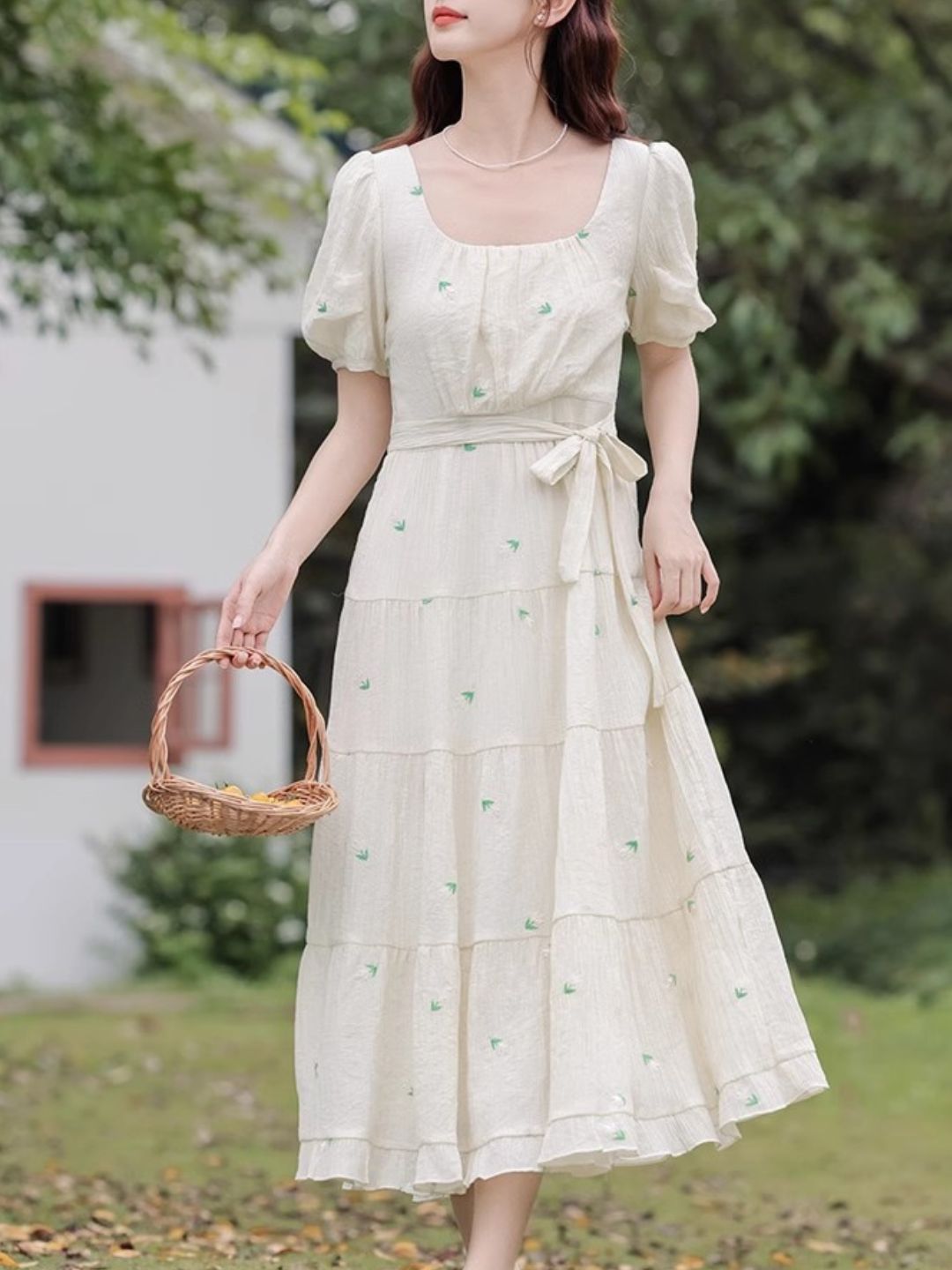 Embroidered  Chiffon Dress