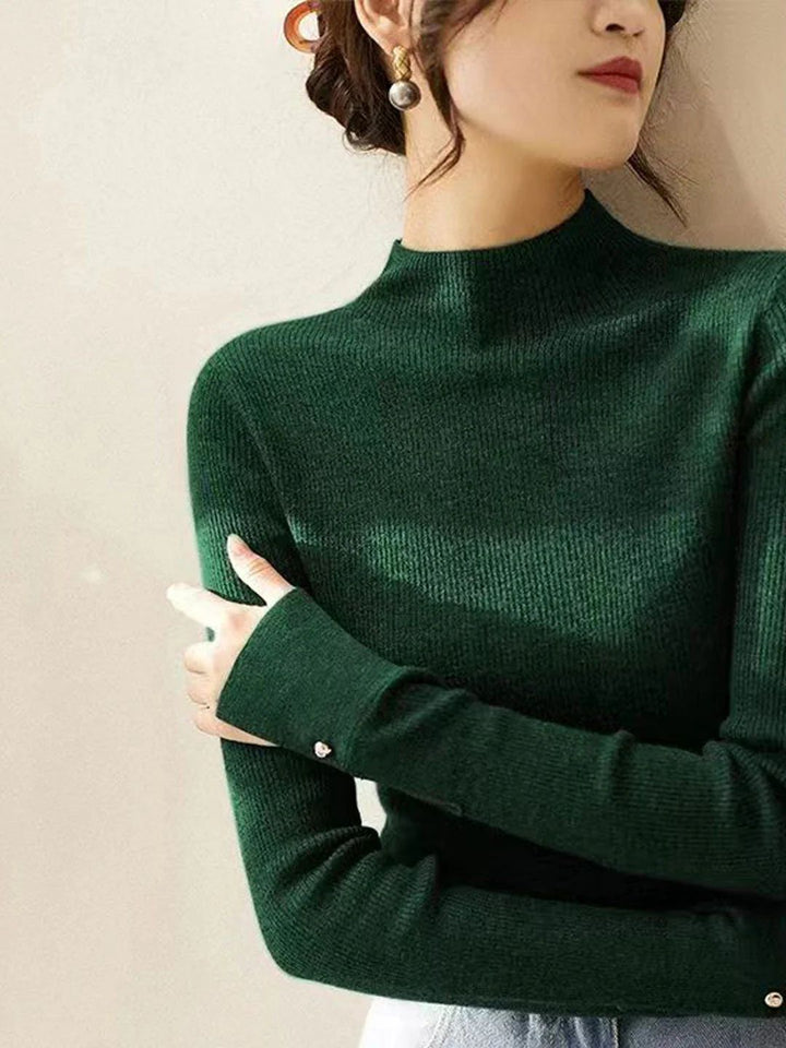 Turtleneck Solid Color Knitted Sweater