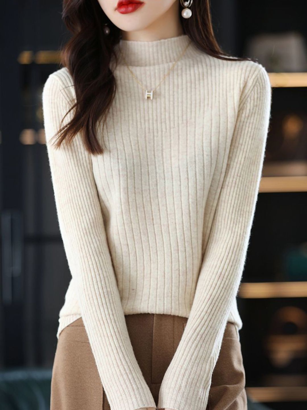 Classic Turtleneck Solid Color Knitted Sweater