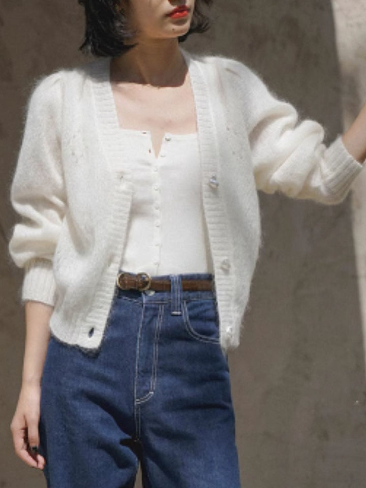 Vintage Thin V-Neck Knit Cardigan