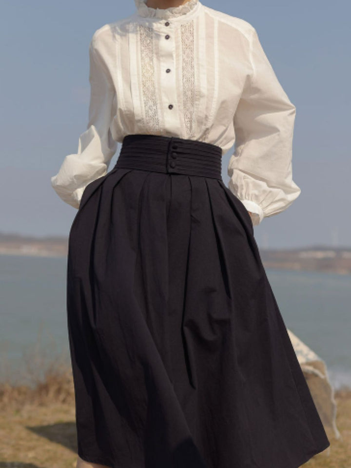 Large Hem A-line Pleated Skirt