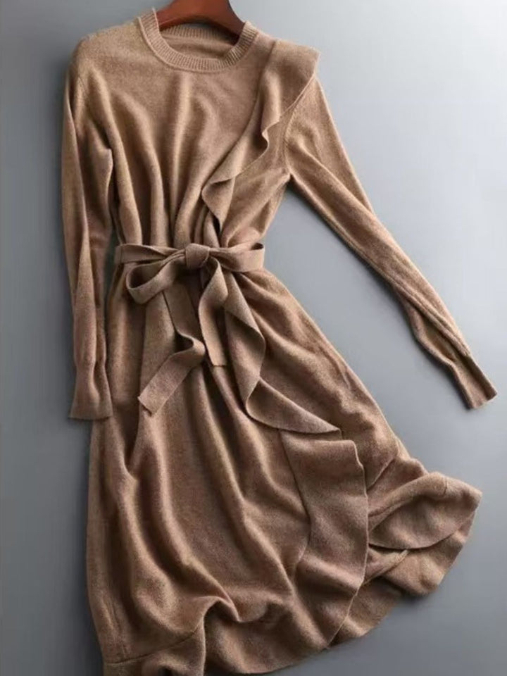 Mid-Length Waist Sweater Dress