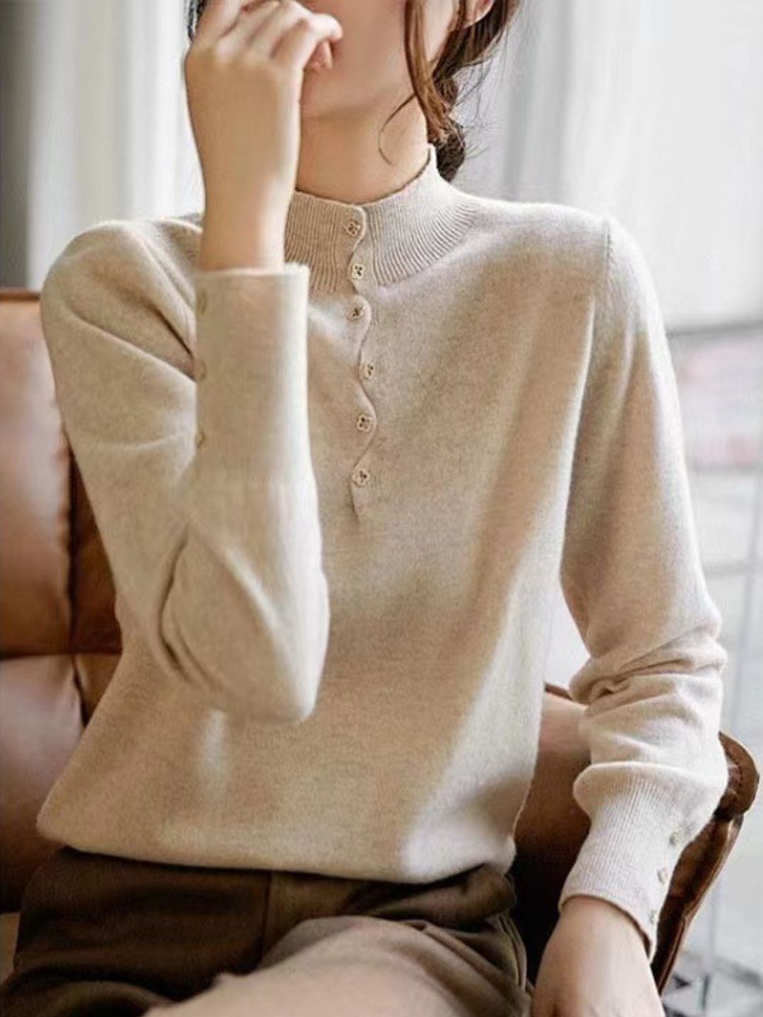 Classic Stylish Mock Neck Top