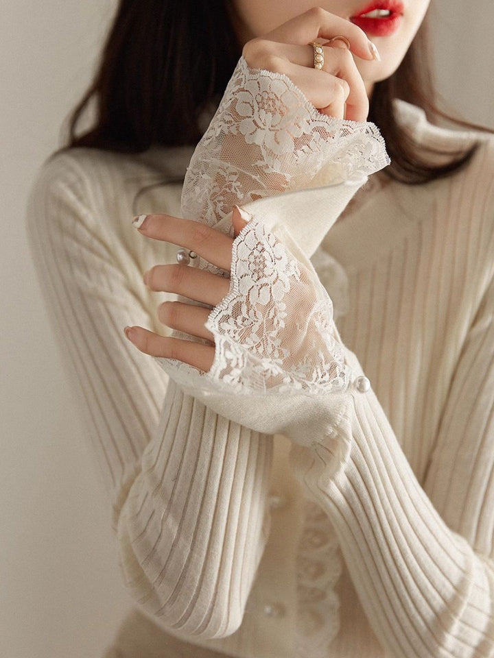 Temperament Lace Sleeve Sweater