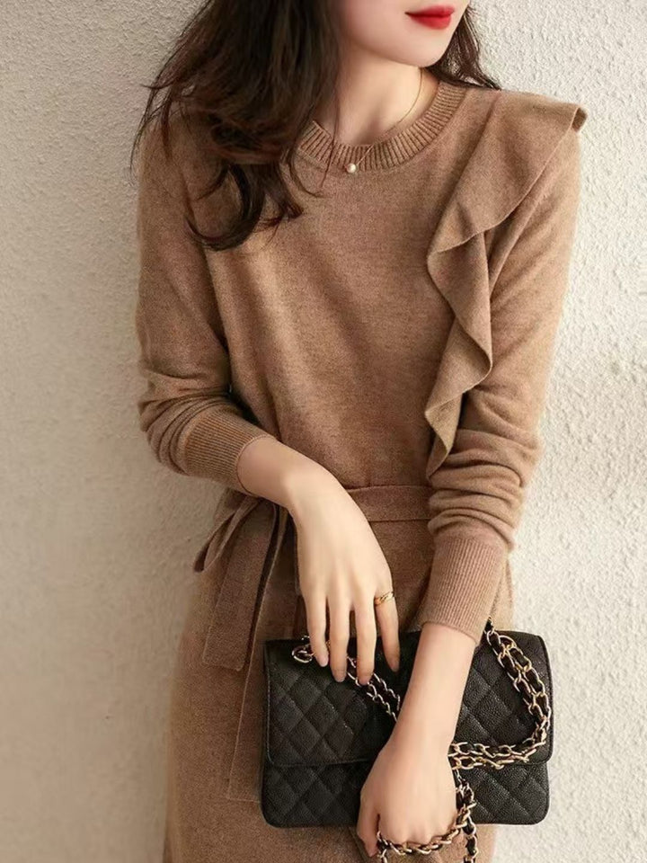 Mid-Length Waist Sweater Dress