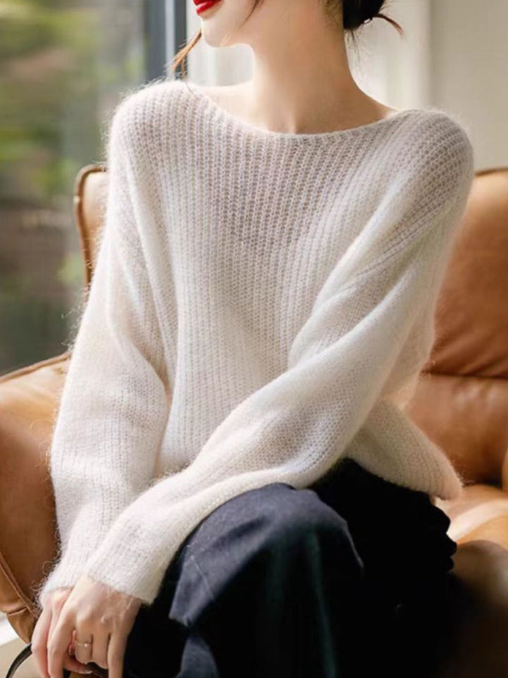 Loose Crew Neck Long Sleeve Knit Top