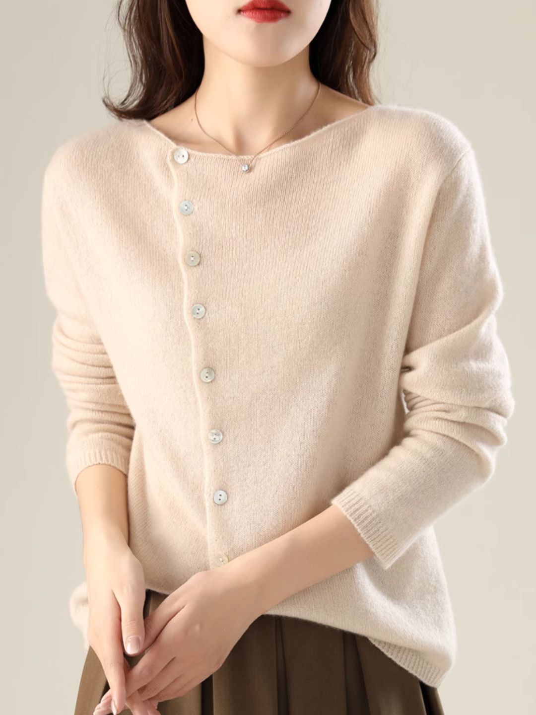 Round Neck Thin Knitted Cardigan