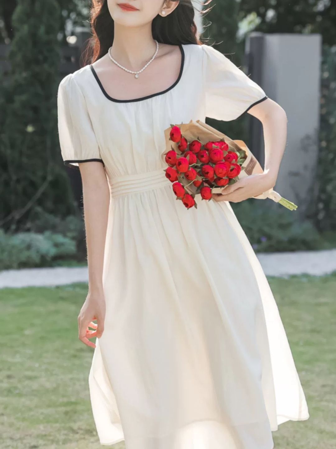 French Square Neck Dress