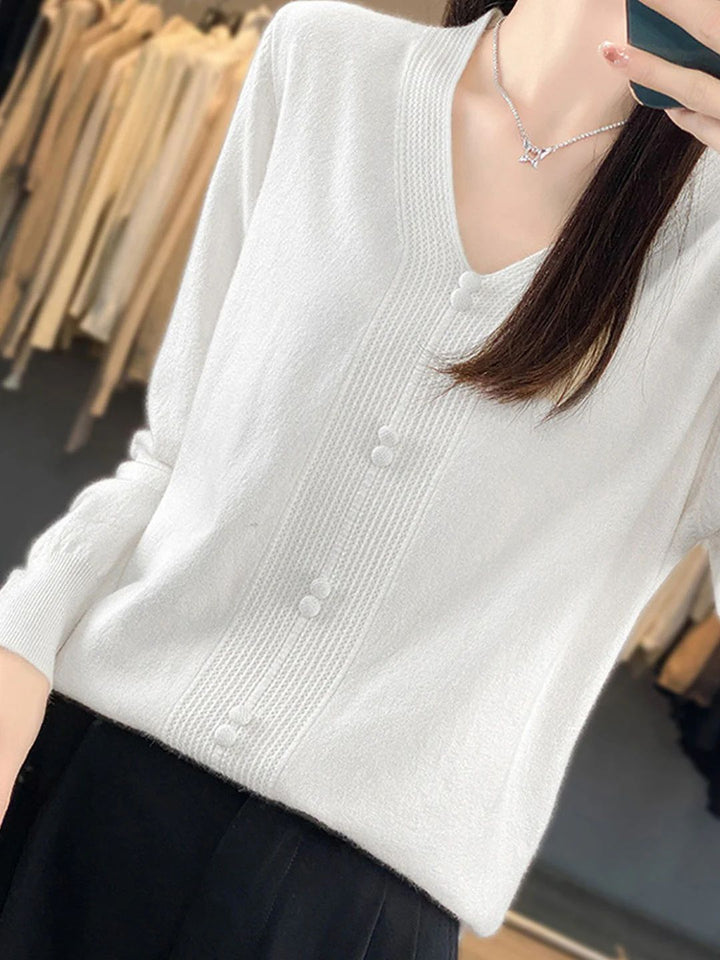 Casual V-neck Loose Knitted Sweater