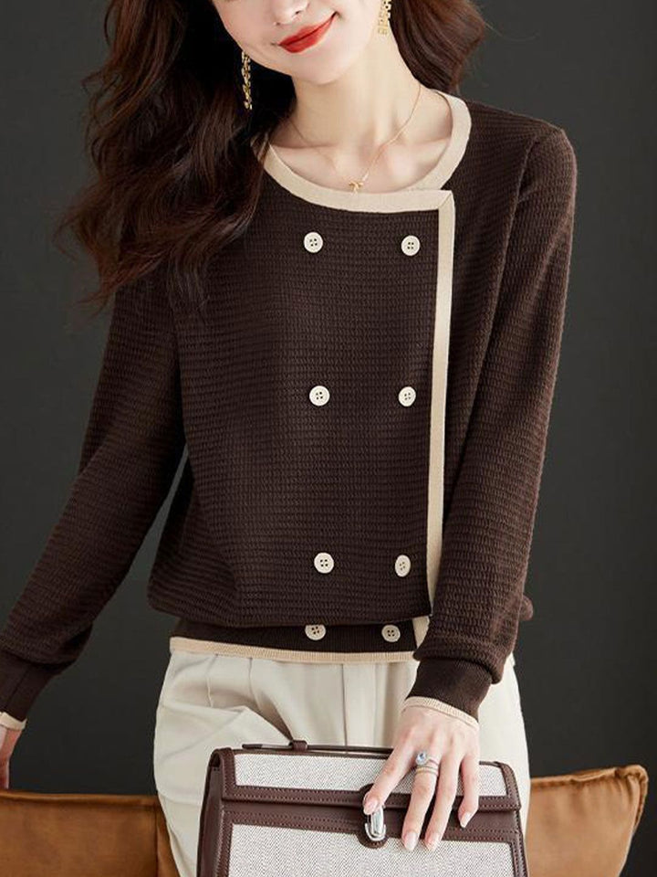 Loose Crew Neck Knitted Pullover Top