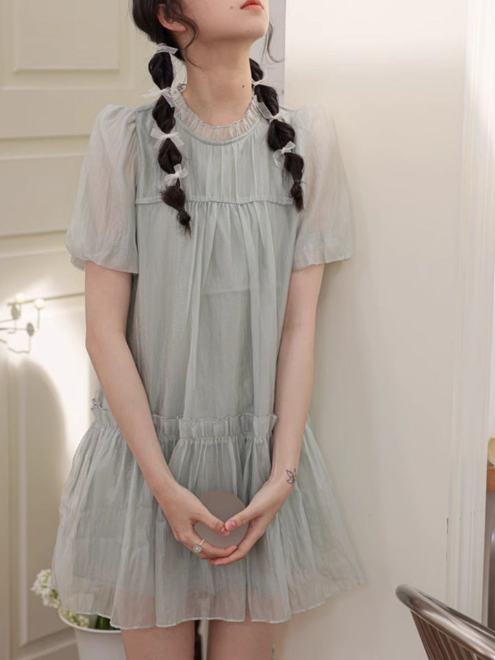 Ruffled Stand Collar Dress